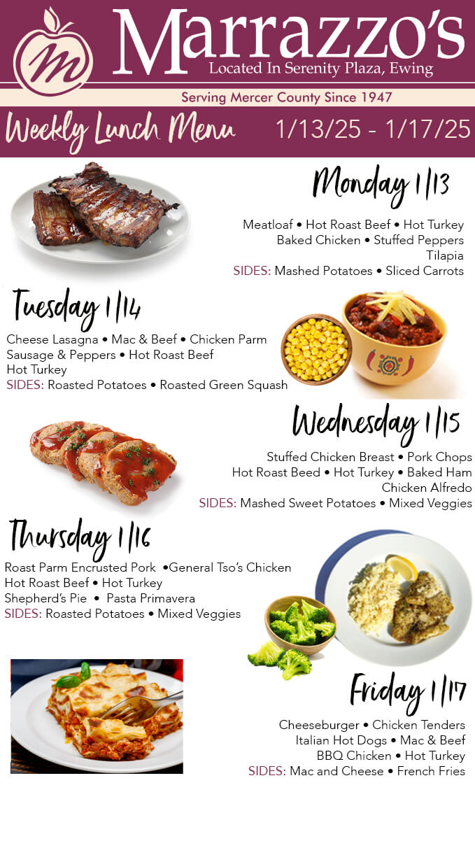 Marrazzo's Weekly Lunch Menu 1/13 - 1/17/25